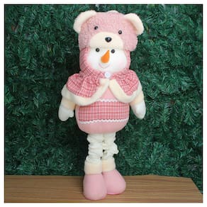 Boneco De Neve Natal Rosa Fofinho Perna Ajustável 94cm
