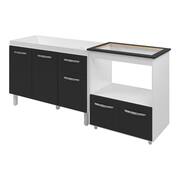 Móvel Para Cozinha Com Pia E Balcão - Gabinete Camile 140cm Com Forno Elétrico