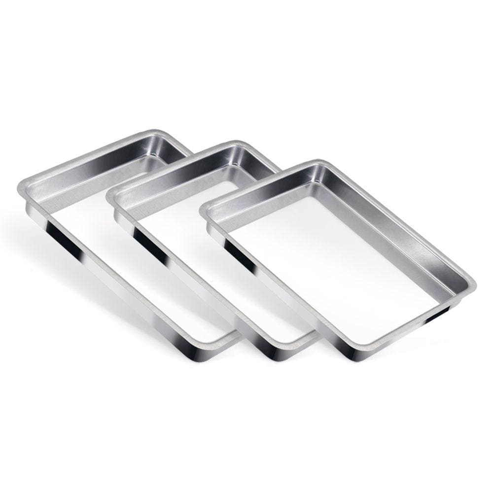 Kit Formas Assadeiras Retangular Polida Alumínio Nacional 3 Peças