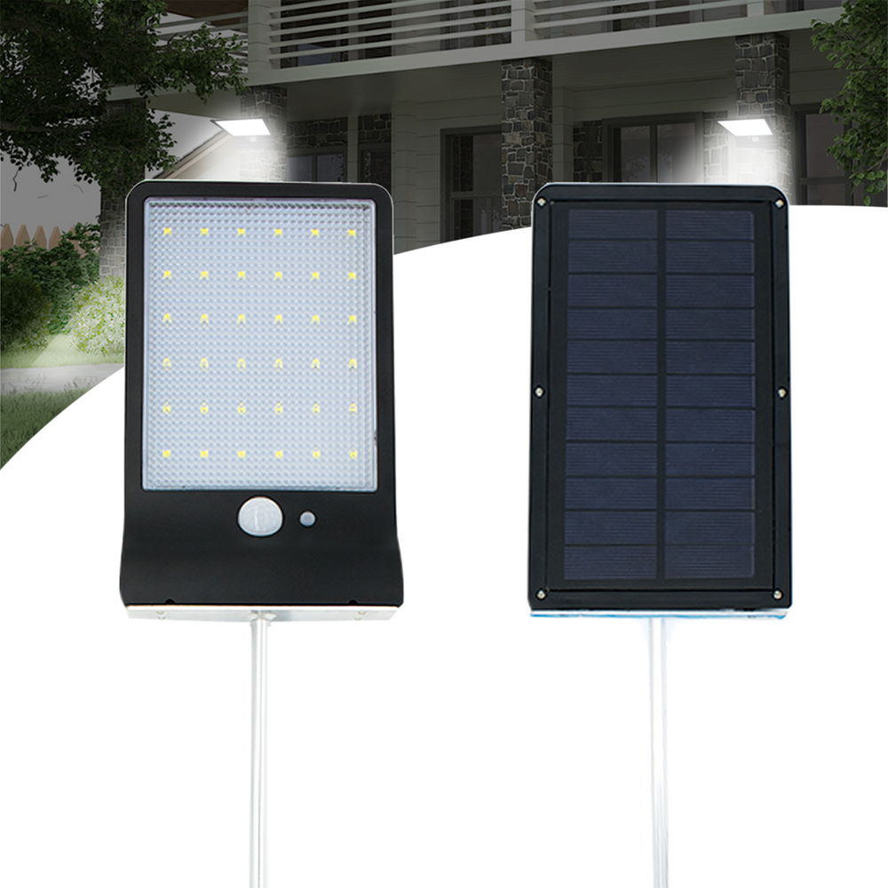 Luminaria solar parede com haste 144 leds cob com sensor movimento e