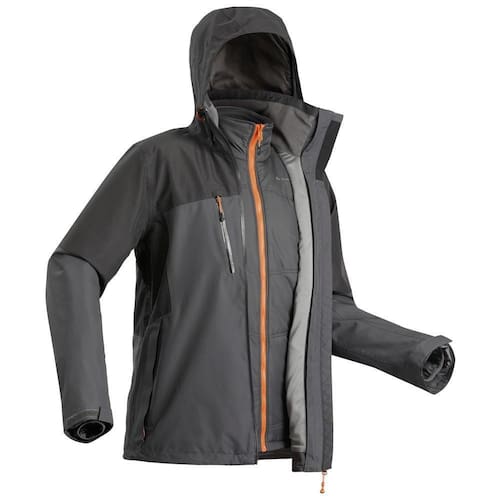 Jaqueta masculina de trekking Rainwarm500 3 em 1 Menor preço em Jaqueta masculina de trekking Rainwarm500 3 em 1
