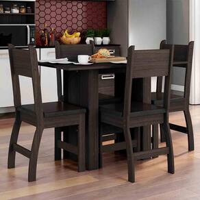 Conjunto de Mesa com 4 Cadeiras Poltronas Plásticas Bela Vista Azul MOR