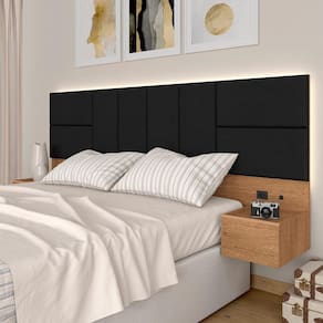 Cabeceira Suspensa Cama Queen Com Led Malibu Carv/preto - M. Arapongas