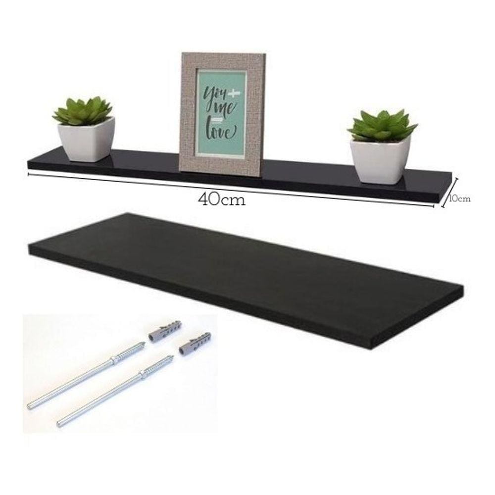 Prateleira Com Fixação Invisível Decoração Sala Quarto Preto Multivisão
