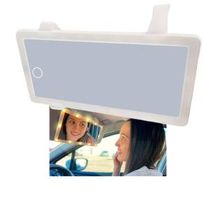 Espelho de Carro 3 cores Automovel Led Usb Maquiagem Sem Fio Quebra Sol Veiculo Branco quente e Frio