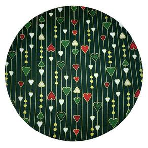 Capa de Sousplat Tricoline Natal Corações P/ Base MDF 35cm