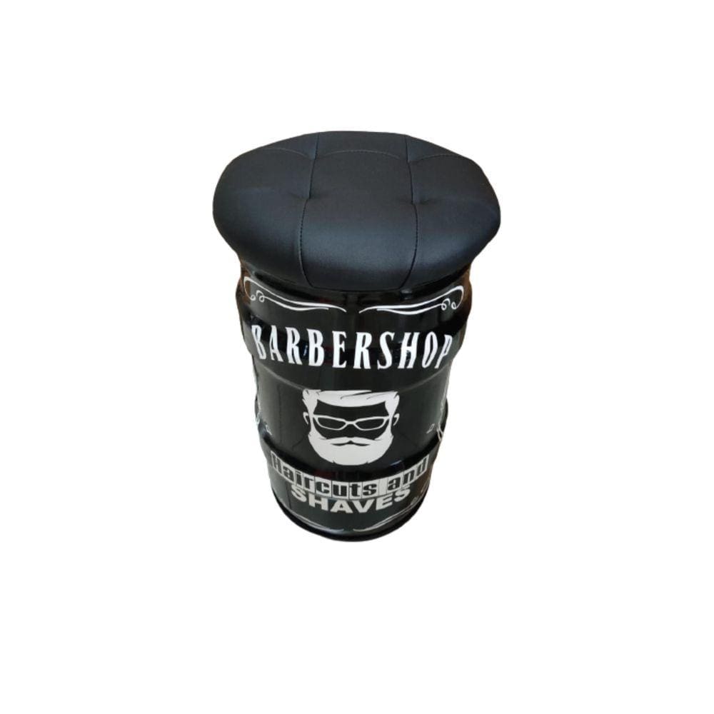 Banco Tambor Vintage Barbershop Tonel Puff Barbearia