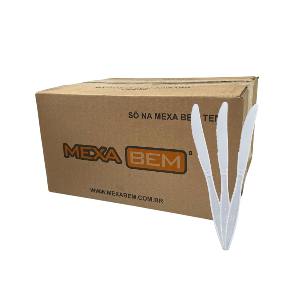 Faca para Refeição 18cm Reforçada Branca Mexa Bem a granel com 500 unidades