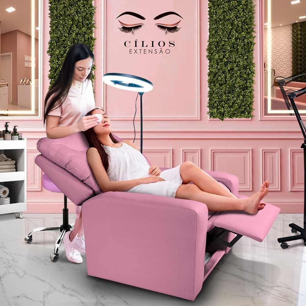Poltrona Para Extensão De Cílios Corino Rosa Chade Shop JM - Rosa