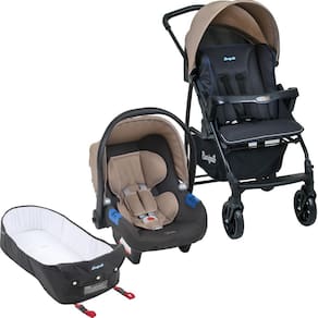Carrinho de Bebê Travel System Burigotto Ecco Cinza Bege + Ninho Pramette