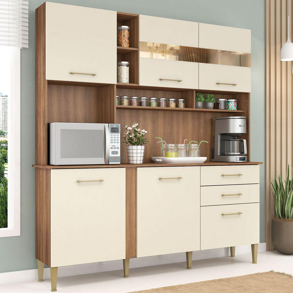 Cozinha Compacta Nicole 6 Portas 2 Gavetas Manchester/champagne - Fellicci