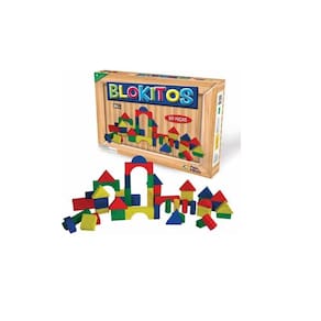 Brinquedo Para Montar Blokitos de Madeira 60 Peças