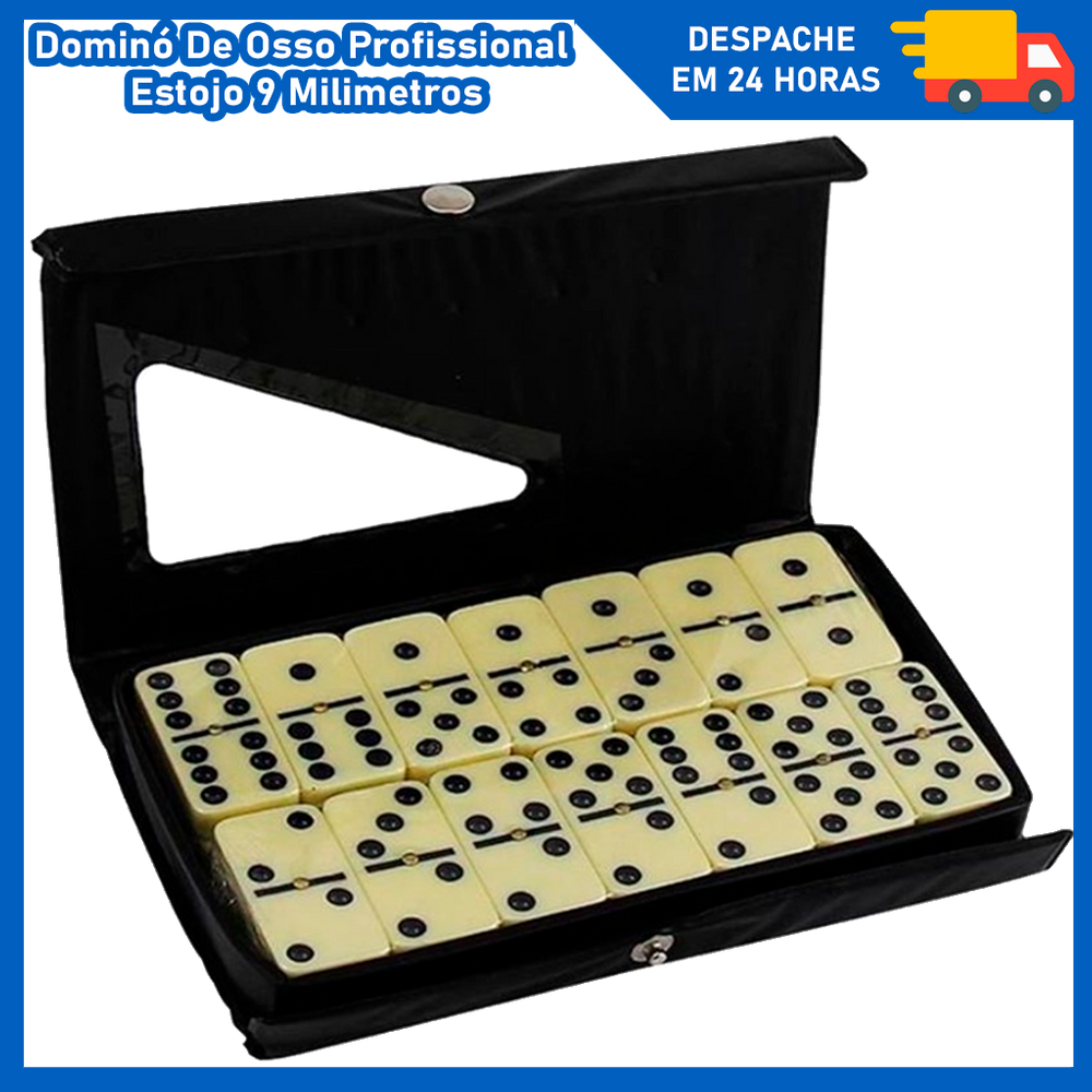 Jogo De Dominó Profissional GRANDE 10MM Com 28 Peças De Osso