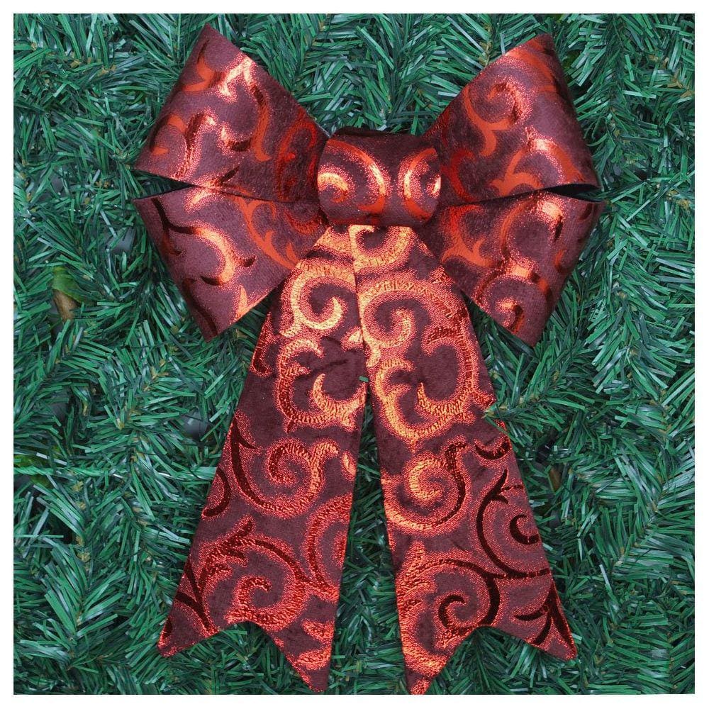 Kit 2 Enfeite Árvore Natal Laço Vermelho Camurça 31 Cm