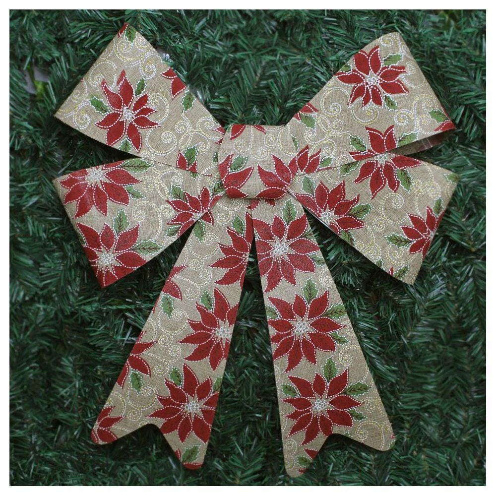 Kit 10 Enfeite Árvore Natal Laço Decorado Com Flores 46 Cm