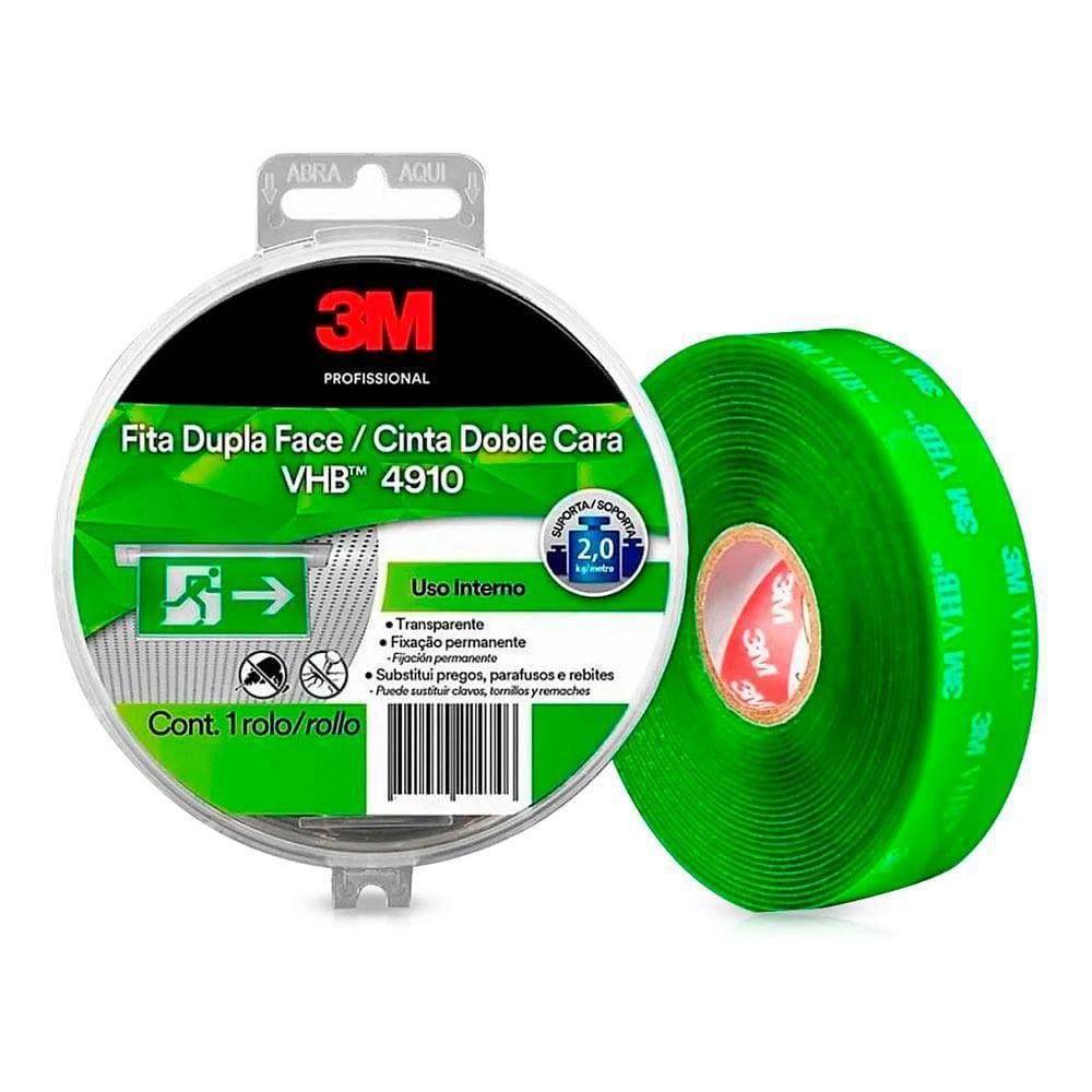 Fita Dupla Face VHB 19mm X 5m Fixação Extra Forte Interna 3M