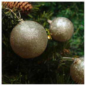 Kit 2 Bolas Enfeite Natalino Árvore Natal Glitter Dourado 70mm