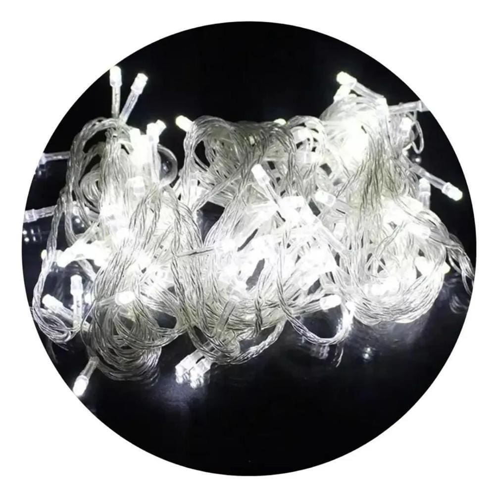 Pisca Pisca Led Branco Frio Natal 8 Funções 100 Lâmpada 110V