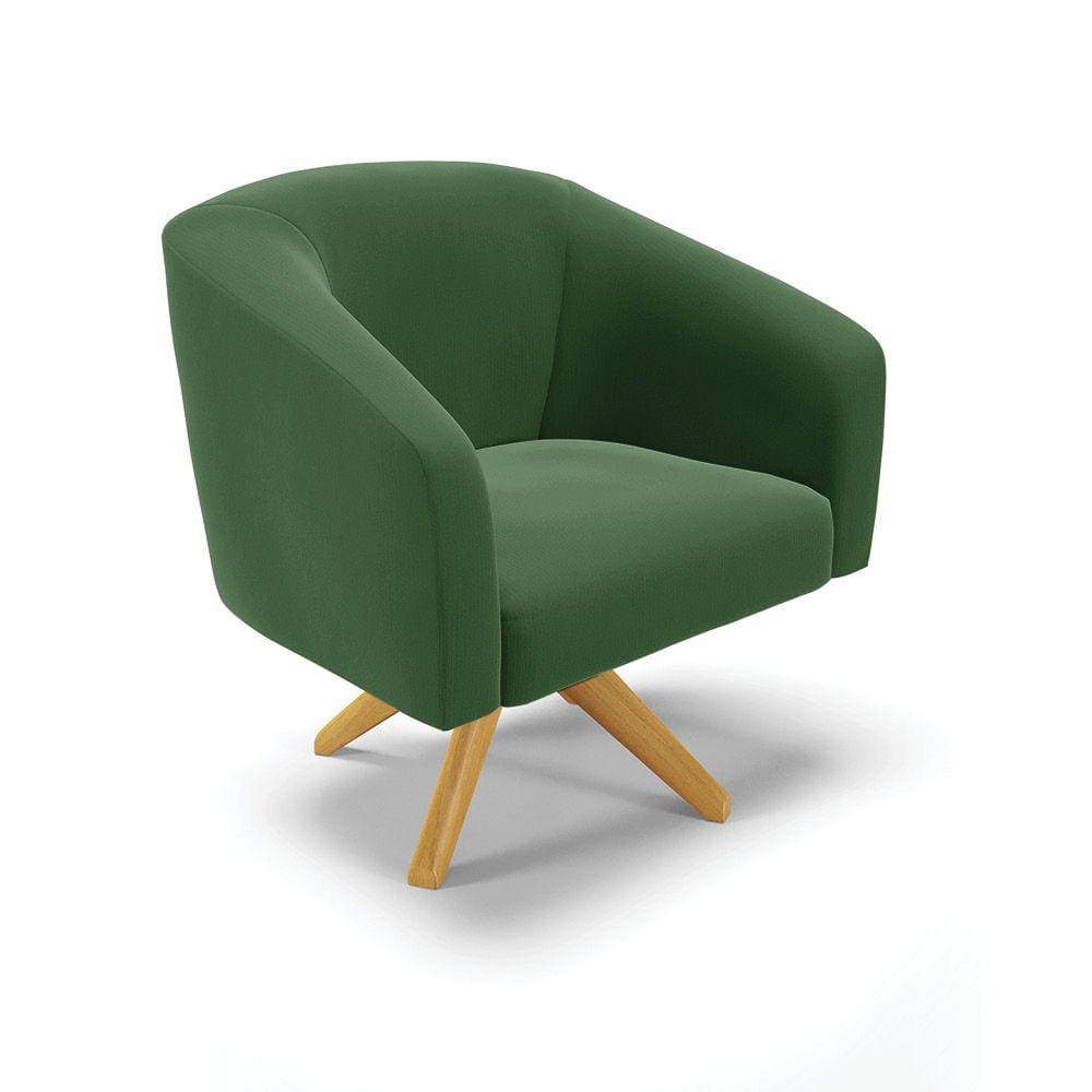 Poltrona Giratória Stella Suede Base Madeira MA30 - D`Rossi