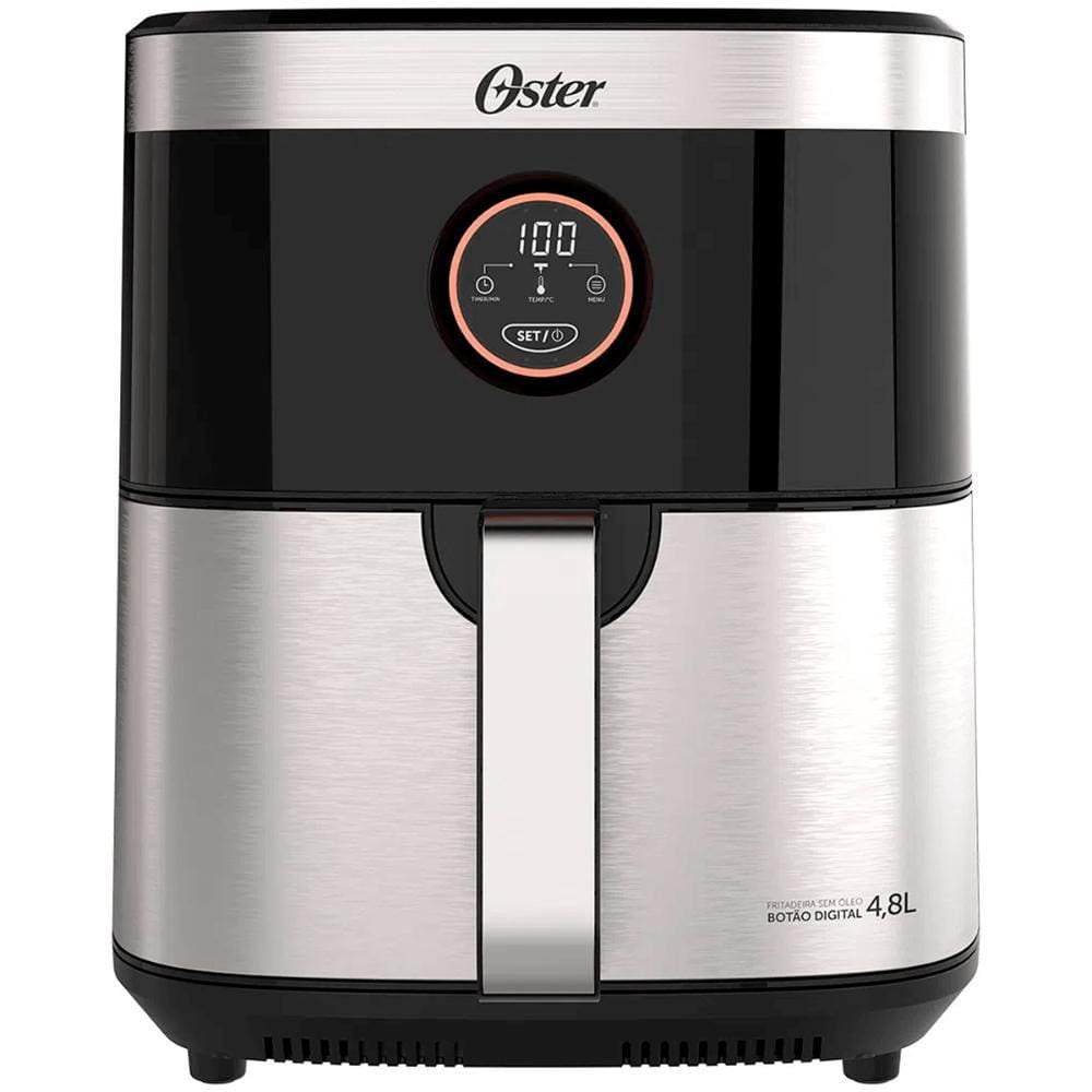 Fritadeira Elétrica Oster 2 em 1 Sem Óleo 4.8L 1500W OFRT660 Preta/Inox 110V