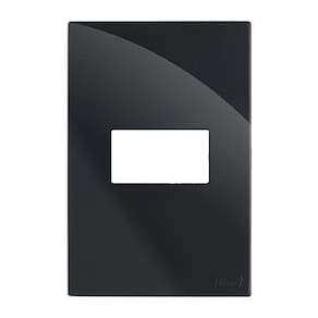 Placa 1 Mod. Horizontal Com Suporte 4X2 Recta Black Gloss