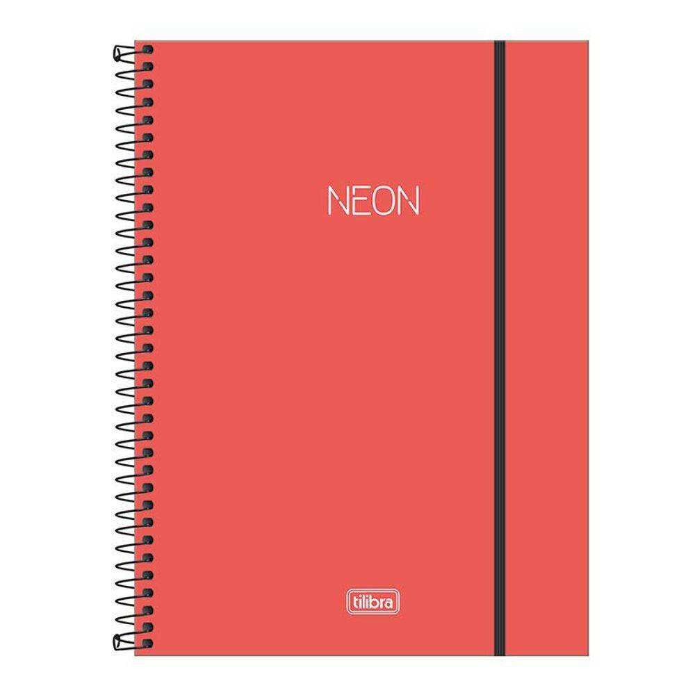 Caderno capa plástica universitário 10x1 Neon Coral 160 Fls Tilibra