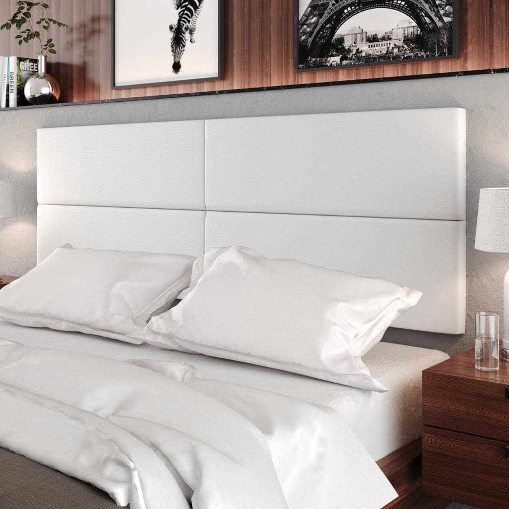 Cabeceira Estofada Para Cama Box Casal 1,40 Capri - Corino Branco - Lojas RPM