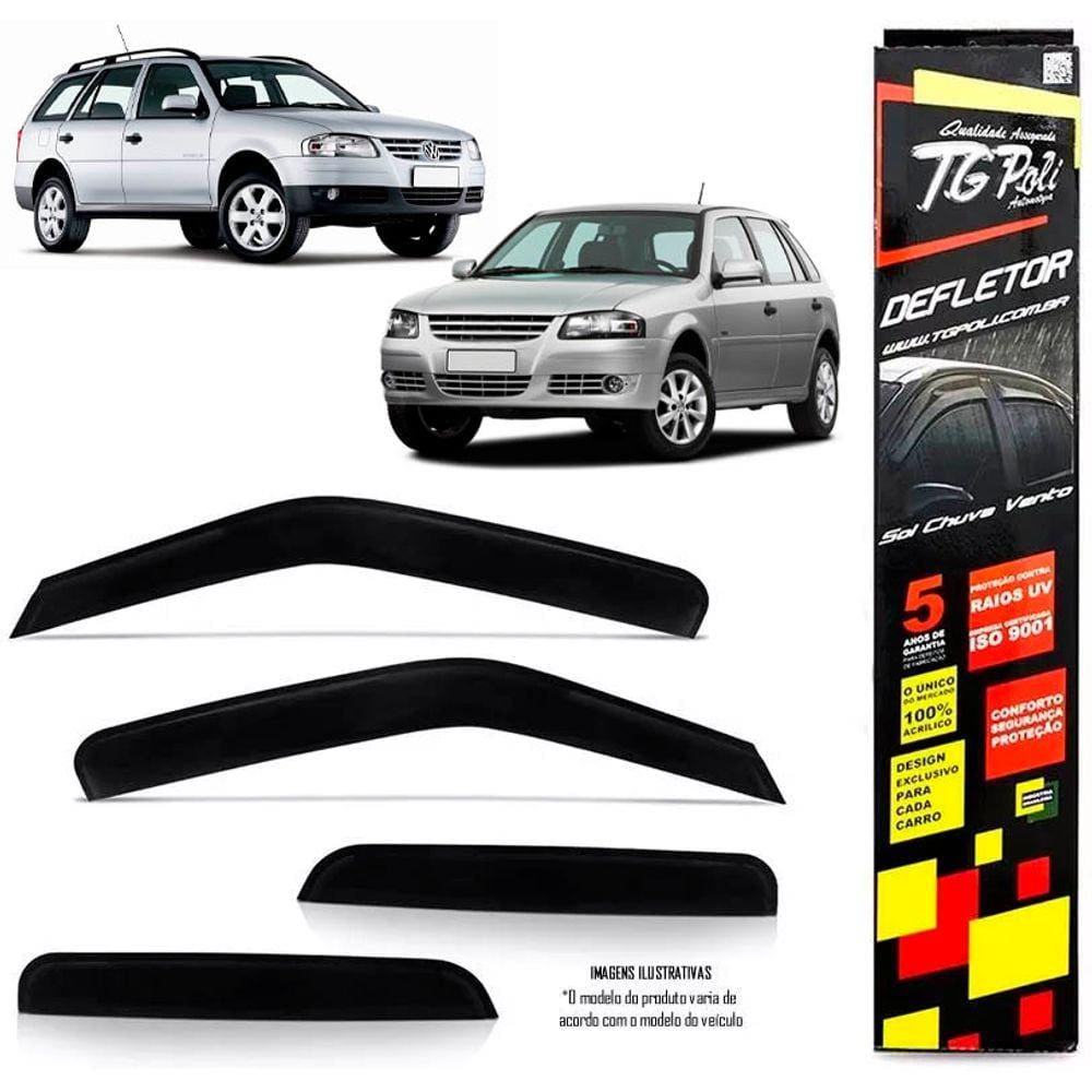 Calha Chuva Defletor Inteiriça Slim TG Poli VW Gol e Parati G2 G3 G4 1998 até 2014 - 4 Portas