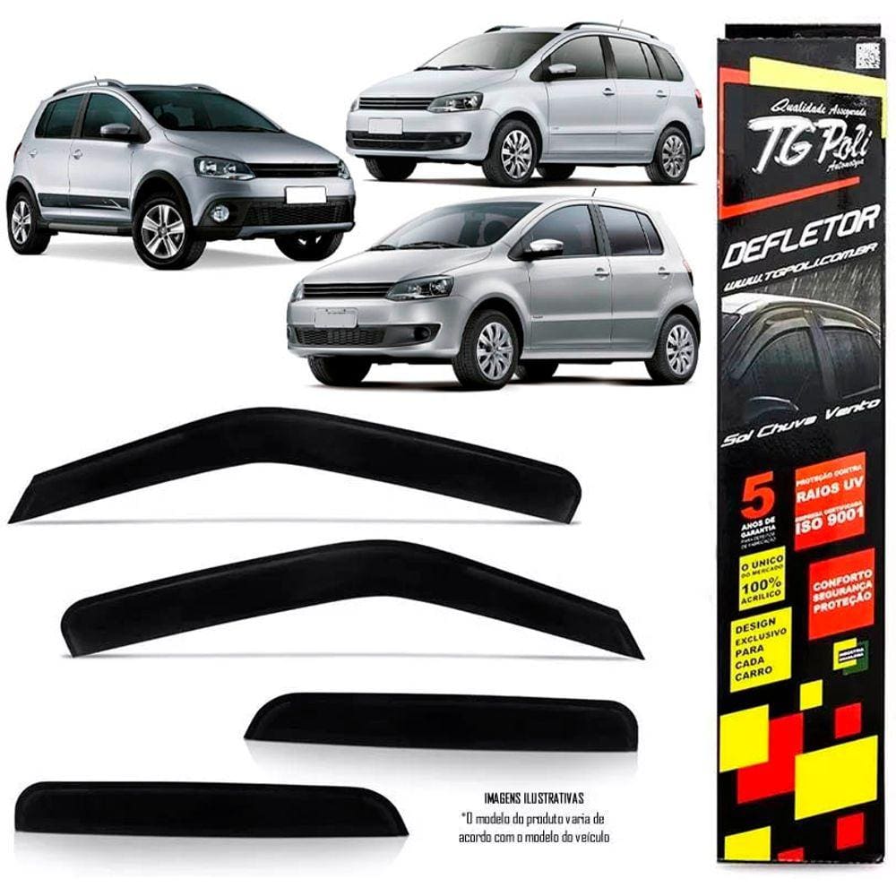 Calha Chuva Defletor Inteiriça Slim TG Poli VW Fox/ SpaceFox/ CrossFox 2004 em Diante - 4 Portas