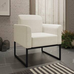 Kit 2 Poltronas Decorativas Base Industrial Preta Maressa A19 Linho Grosso Bege - Ibiza