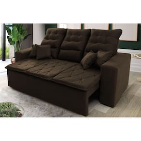 Sofá Retrátil Reclinável Europa 2,00m Suede Velut Marrom c/ Molas Espirais - King House
