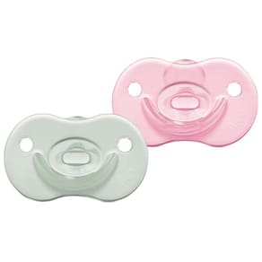 Kit 2 Chupetas Bebê Infantil Com Estojo Para Transporte +6 Meses Silicone Soft Calming Rosa Lillo