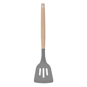 Espátula Silicone Vazada Bambu 32cm Grande Prática Dia a Dia