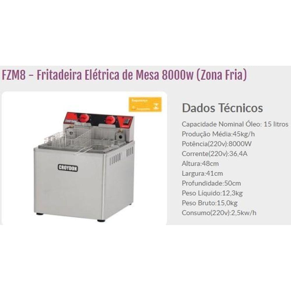 Fritadeira Elétrica Fzm8 220V Oleo 15L - Croydon