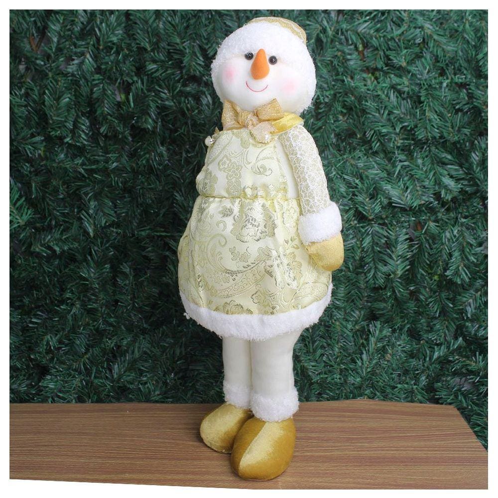Decoração Natal Boneco De Neve Dourado Natalina 58cm