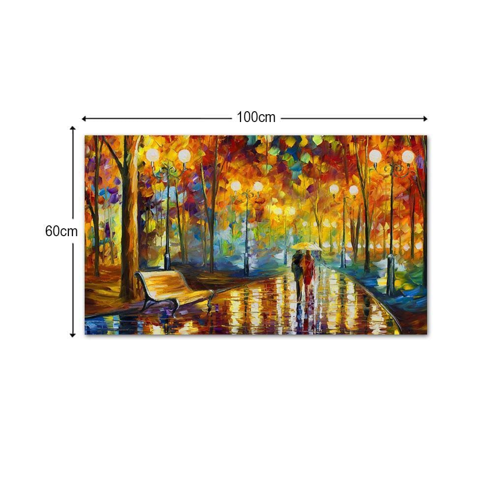 Quadro Tela Decorativa Casal Na Praça Para Sala 100X60Cm