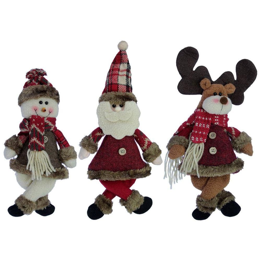 Kit 6 Enfeites De Natal Pendente Boneco De Neve Papai Noel Rena Natal Em Tecido 30Cm
