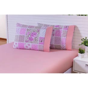 Kit 2 Fronhas King 90X50 100 Algodão 150 Fios Estampado Rose