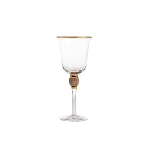 Taça de Vidro p/Vinho c/Strass e Borda Dourada 350ml - Unid.