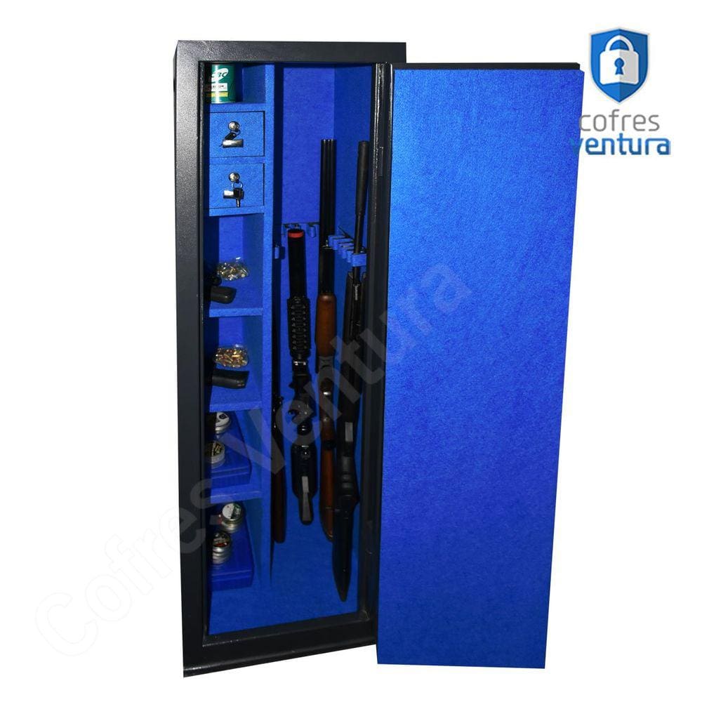 Cofre Armario Diamante 140x42x42 para armazenar 15 peças (07 longas e 08 curtas) Preto com Azul