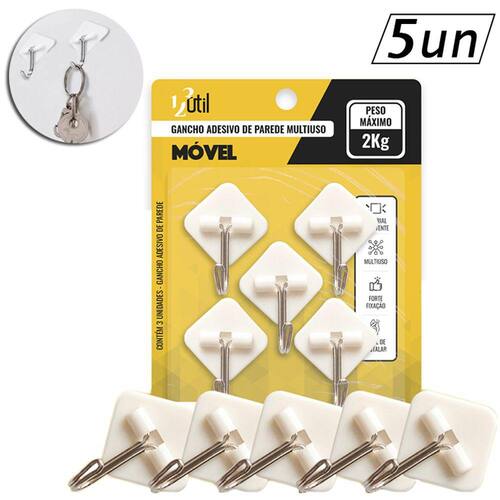 Kit 5 Ganchos Adesivo Parede Multiuso Móvel Alta Fixação 1kg Menor preço em Kit 5 Ganchos Adesivo Parede Multiuso Móvel Alta Fixação 1kg