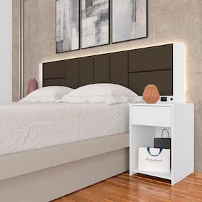 Cabeceira Estofada Para Cama Queen Dubai Com Led Bra/mar- M. Arapongas