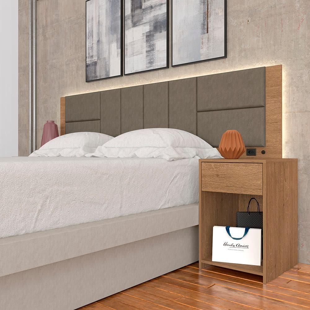 Cabeceira Estofada Para Cama Queen Dubai Com Led Car/cap- M. Arapongas