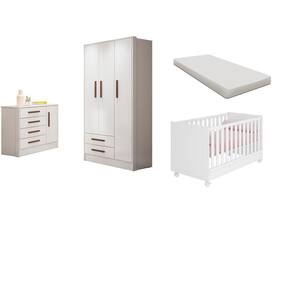 Jogo de Quarto Infantil Completo Nuvem com Guarda Roupa 4 Portas, Cômoda 1  Porta e Berço Branco - Phoenix Baby - Móveis para Quarto - Magazine Luiza