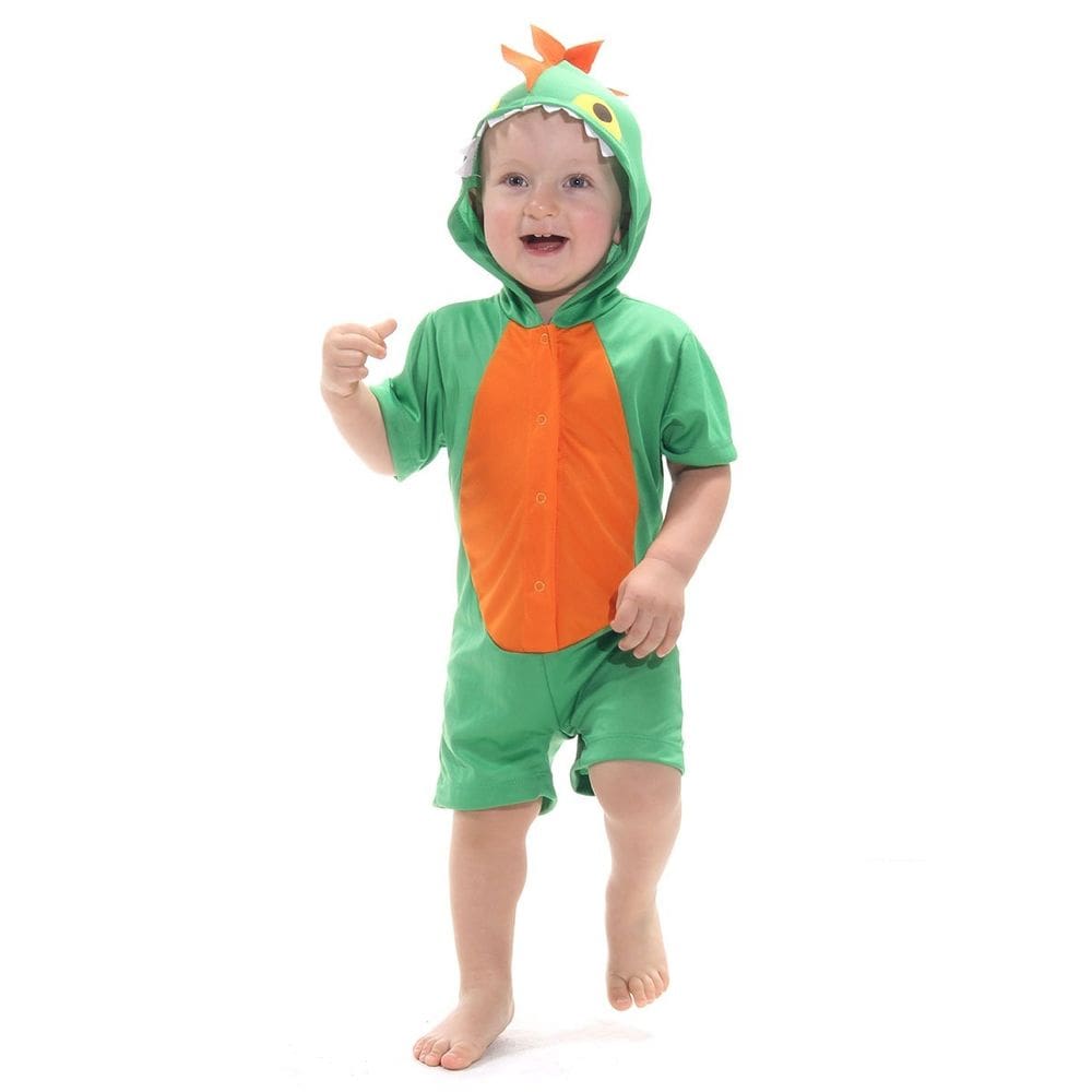 Fantasia - Dinossauro Verde e Laranja Bebê