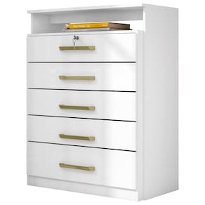 Cômoda Para Quarto 5 Gavetas 1 Nicho Triunfo D02 Branco - Mpozenato
