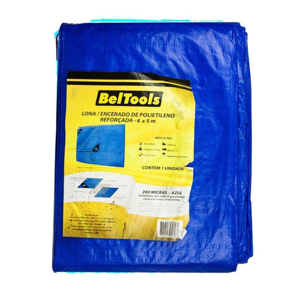 Lona Carreteiro Plástica Reforçada Azul 6x5m Beltools