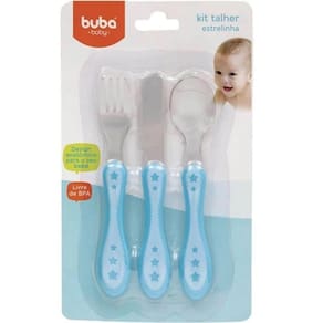 Kit Talher Infantil INOX Garfo Faca Colher Estrelinha Buba