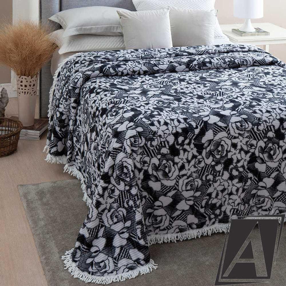 Colcha Chenille Casal Jolitex Valentina Cinza Escuro