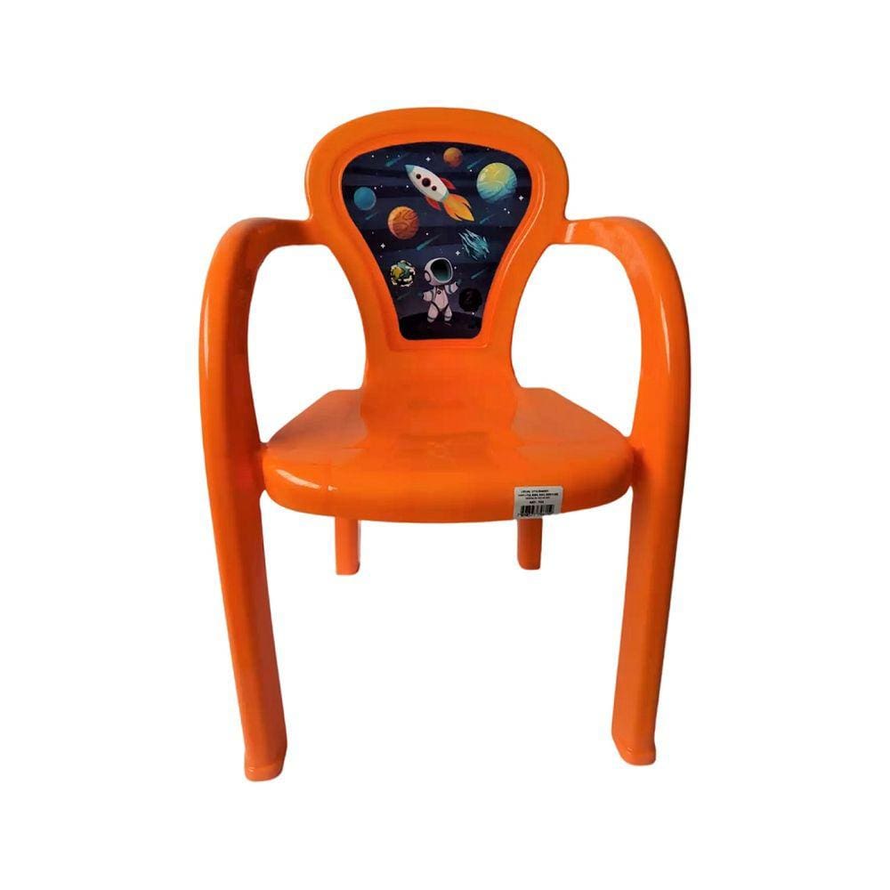 Cadeira Infantil Unissex Decorada Astronauta Laranja